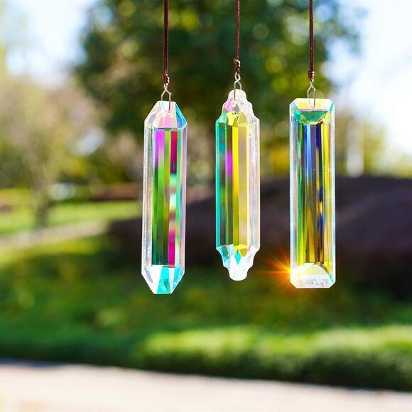 3 PCS 5" Large Crystal Suncatcher Prisms Window Light Reflecting Rainbow Makers - Picture 8 of 8